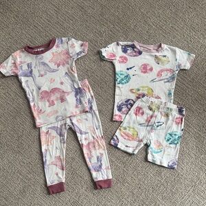 2T Burts Bees Kids Pajama Set Bundle - Multicolor Dinos and planets